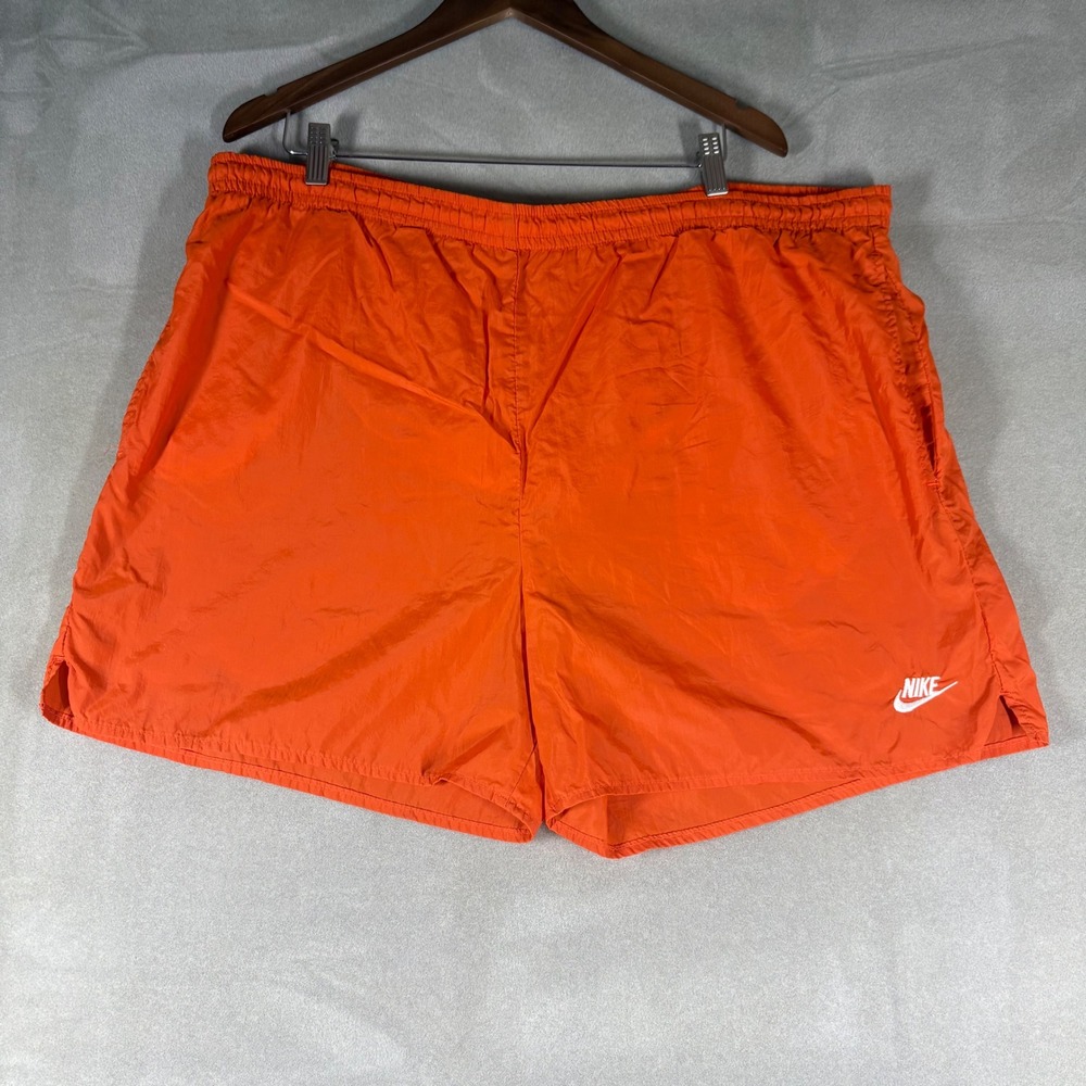 Vintage Nike Mens XL Orange Nylon Mesh Lined Athletic Training Shorts RN 56323
